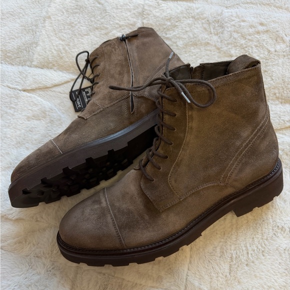 NEW! $160 Massimo Dutti Brown Suede Leather Side Zip Up Ankle Boots 11